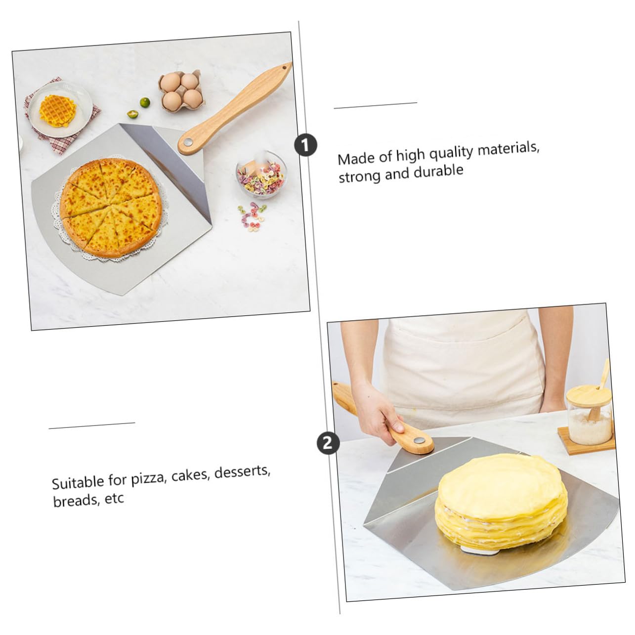 Spatule de Transfert Gâteau Légère Inox Antirouille Pelle Pliable pour Pizza Pâtisserie et Ustensile de Cuisine Polyvalent pour Maison et Restauration