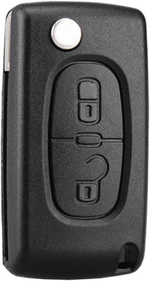 Heart Horse 2 Button Flip Key Shell Fob Compatible with Peugeot 107 207 307 307S 308 407 607 2BT Citr-oen C2 C3 C4 C5 C6 C8 Xsara CE0523 Car Remote Key Cases (with Groove without Battery Holder)