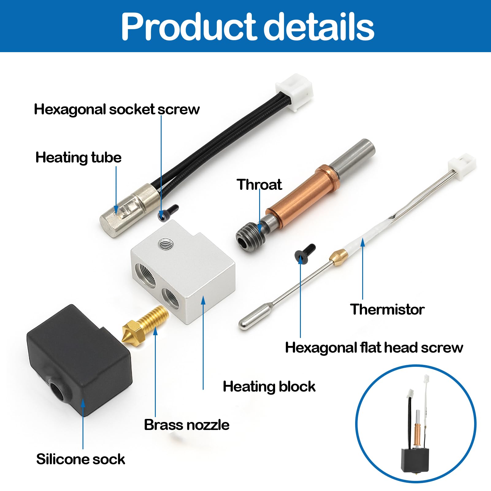 LANKEGU Hotend Kit Para Anycbic Kobra 3, Kit De Cabezal De Impresión De Bloque De Calefacción