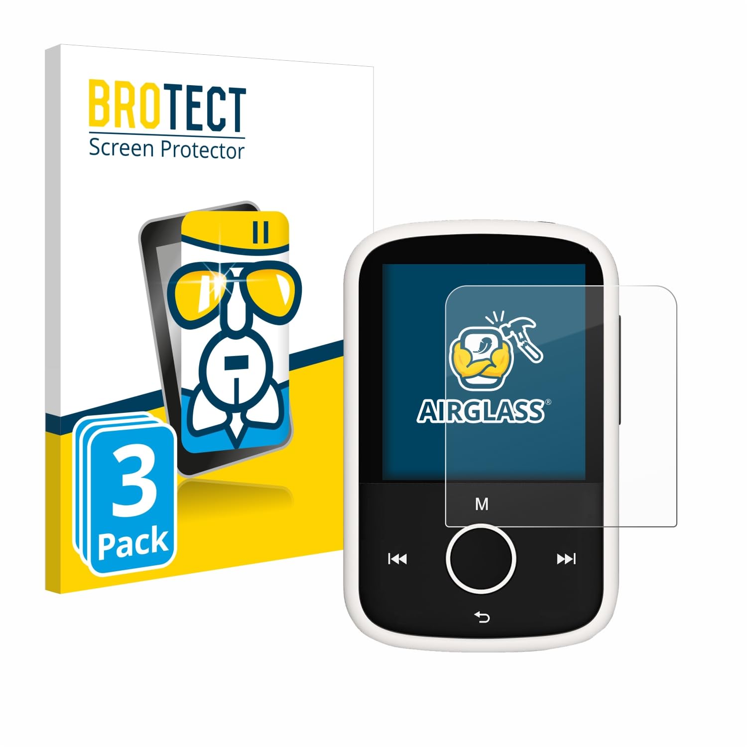 brotect Glass Screen Protector Film for Majority MP3 16GB (3 Pack) - Glass-Foil 9H Protection [Scratch Resistant, High Clarity]