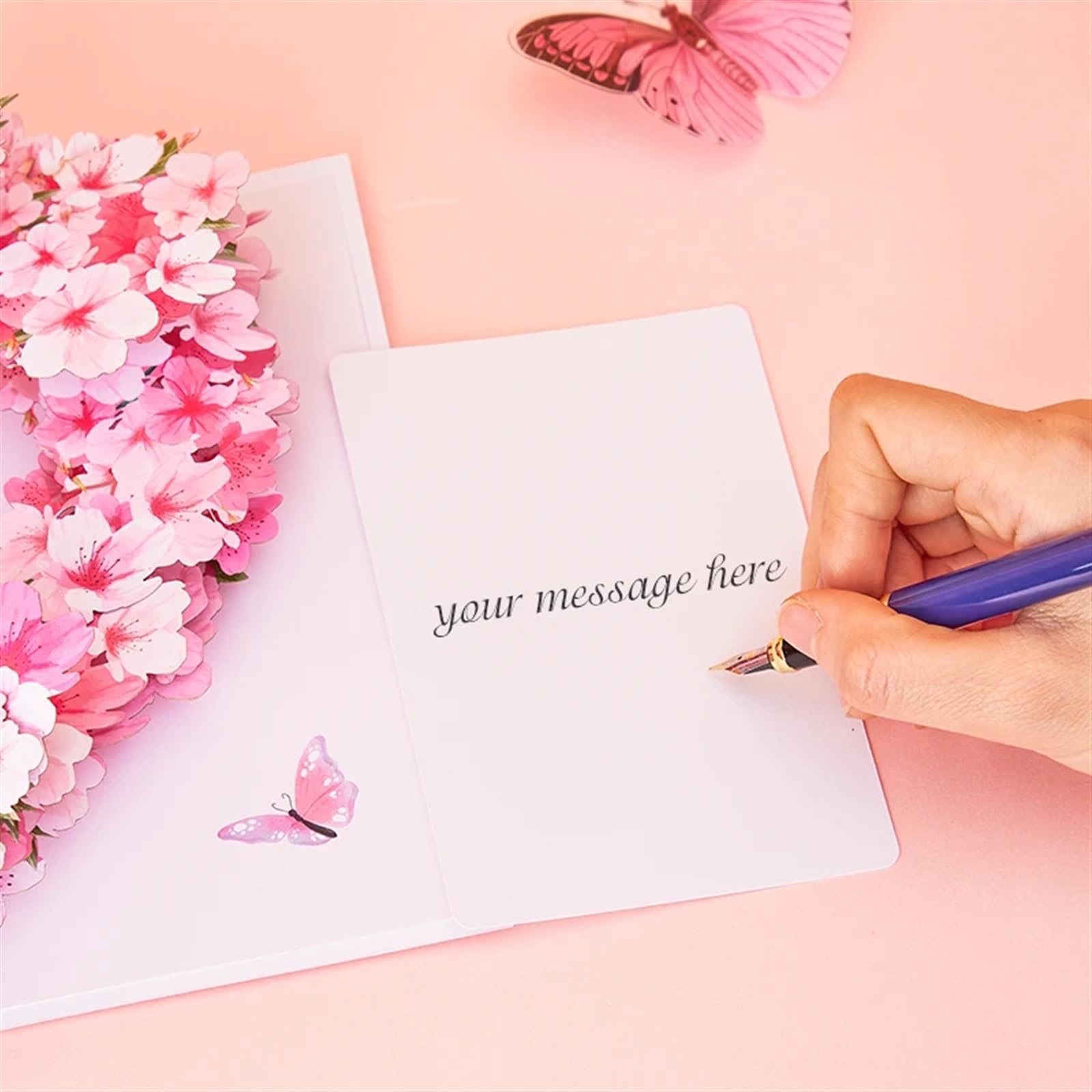 Zaproszenia na ślub, Zestaw zaproszeń ślubnych, 2 sztuki, wielokolorowe, wyskakujące kartki z motywem kwitnącej wiśni(Sakura Love)