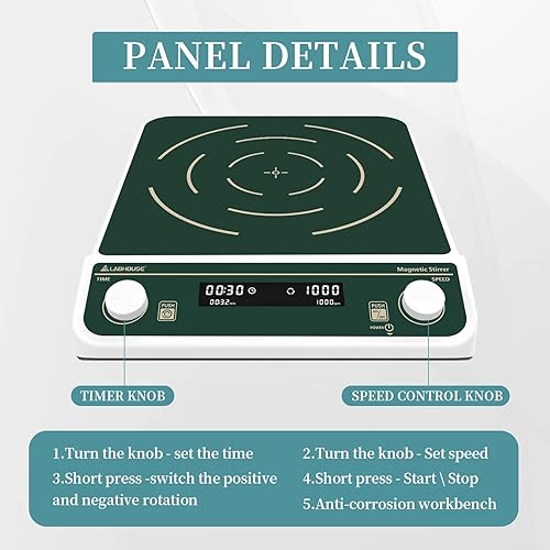 Miniatura 7 de Mezclador agitador magnético de 50 L, gran capacidad, placa de agitación de 13 x 13 pulgadas, ajuste de sincronización digital y velocidad