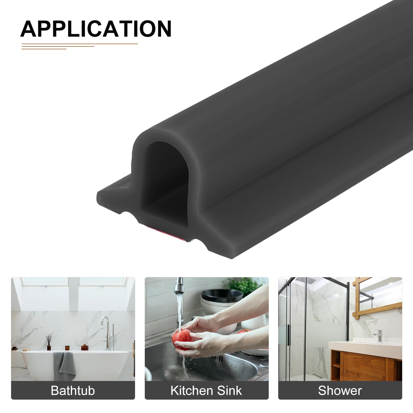 DTGN 98"x1.6"x1" (LxWxH) Collapsible Shower Barrier Stopper, 1 Pack, Good for Bathroom Kitchen - Image 4