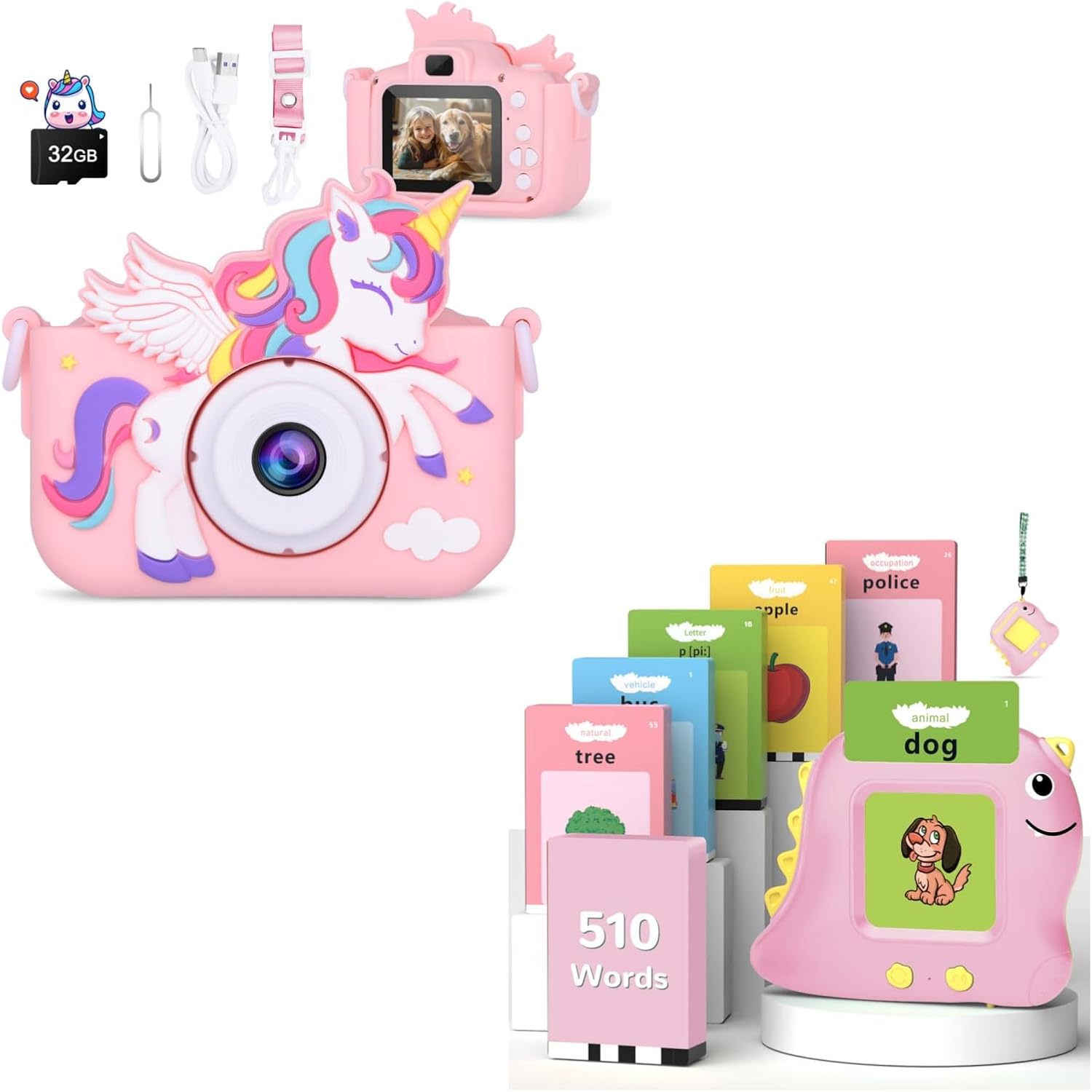 Pink Unicorn Camera & Talking Flash Cards