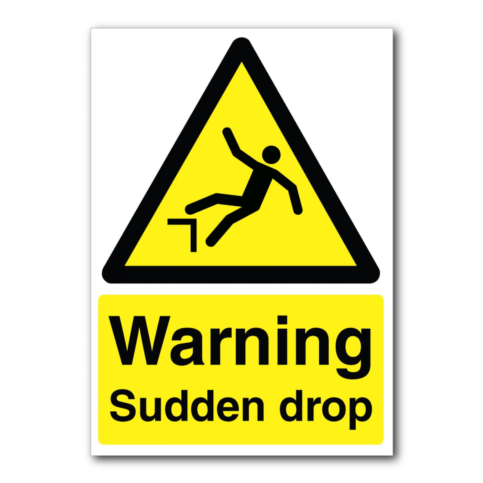 Warning Sudden Drop Sign Slips, Trips & Fall Hazard Identification Metal Tin Sign 12x8 inch for Industrial & Commercial Series