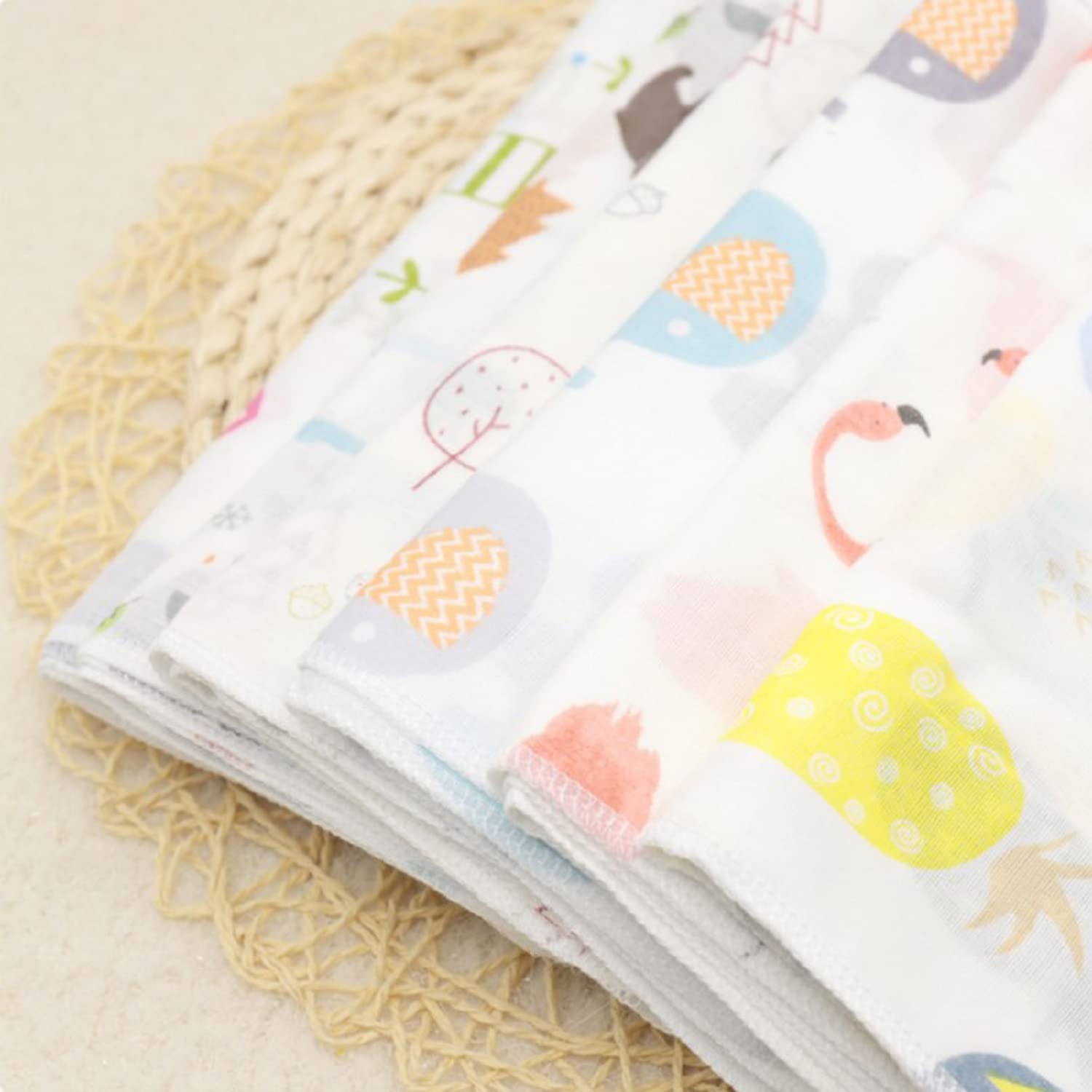 Khillayox Cotton Handkerchief For Women, girls And Kids/Rumal/Hanky for School/Extra Soft And Super Absorbent (25 x 25 CM) -Double-Layered,Printed White (12) 2