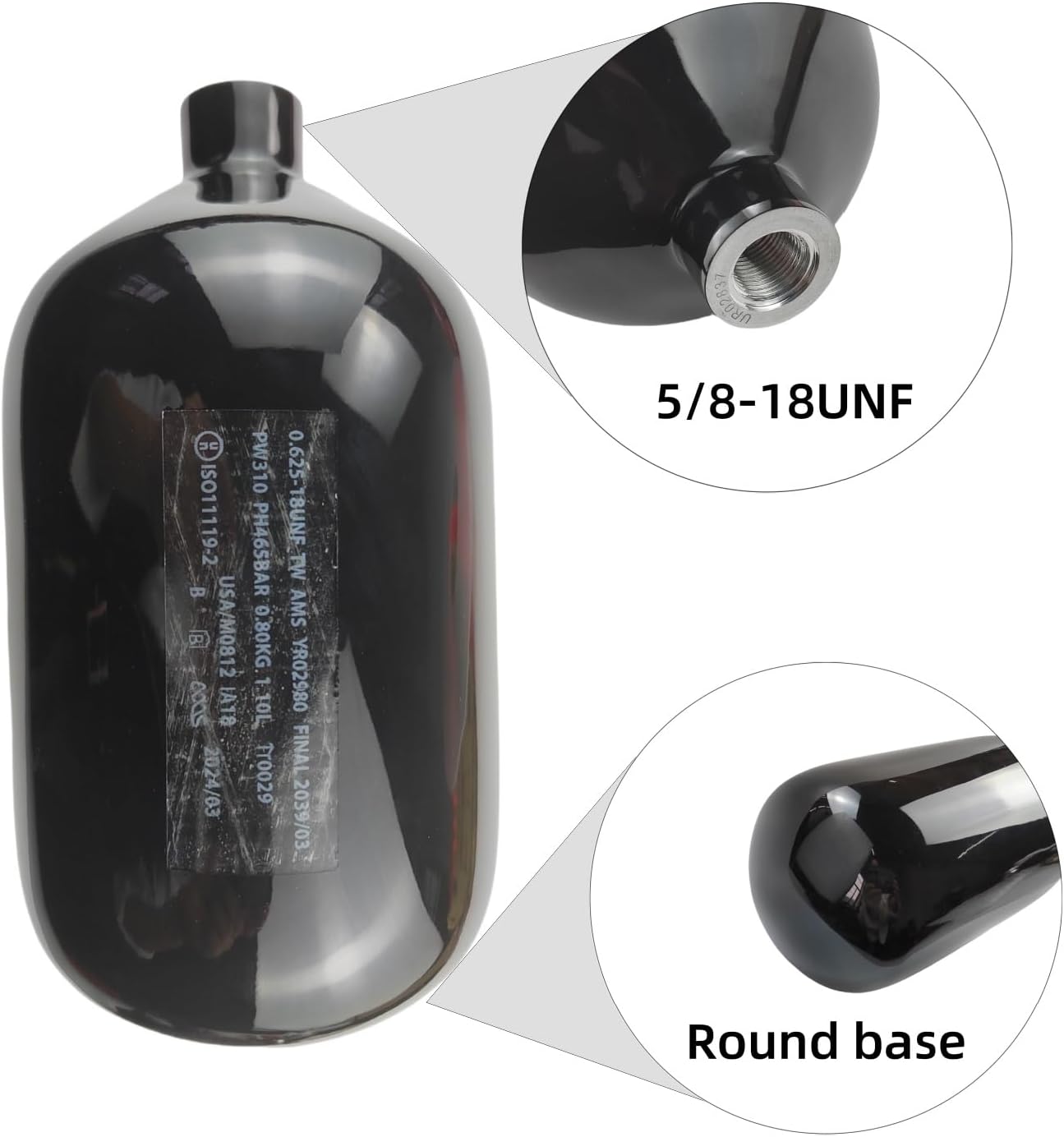 DOT 68ci 4500psi Carbon Fiber Paintball Tank，Old Date Discounted Tank with 5/8-18UNF Thread 4500psi Input 800psi Output Standard Paintball Regulator