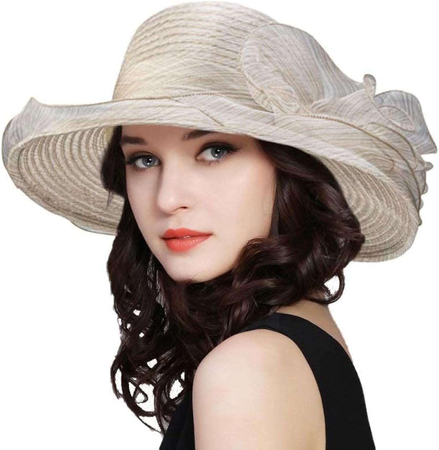 Women's Organza Kentucky Fascinator Hat Cloche Bowler Hat Cocktail Tea Party Wedding Sun Hat