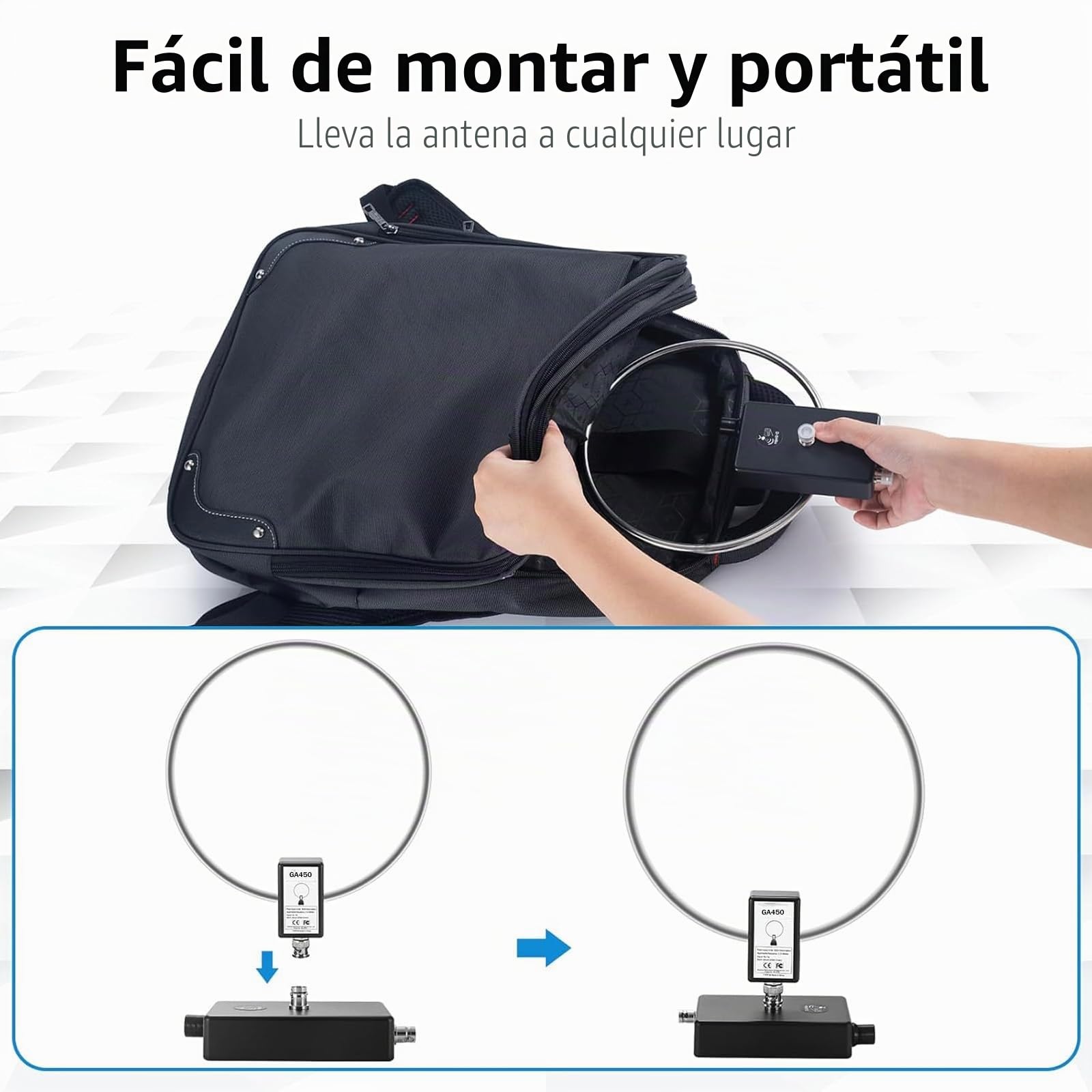 AURSINC Antena de onda corta activa GA450 con cable BNC, SW 2,3 – 30 MHz, MW 522 – 1710 kHz – Antena de recepción RF portátil para radioaficionados