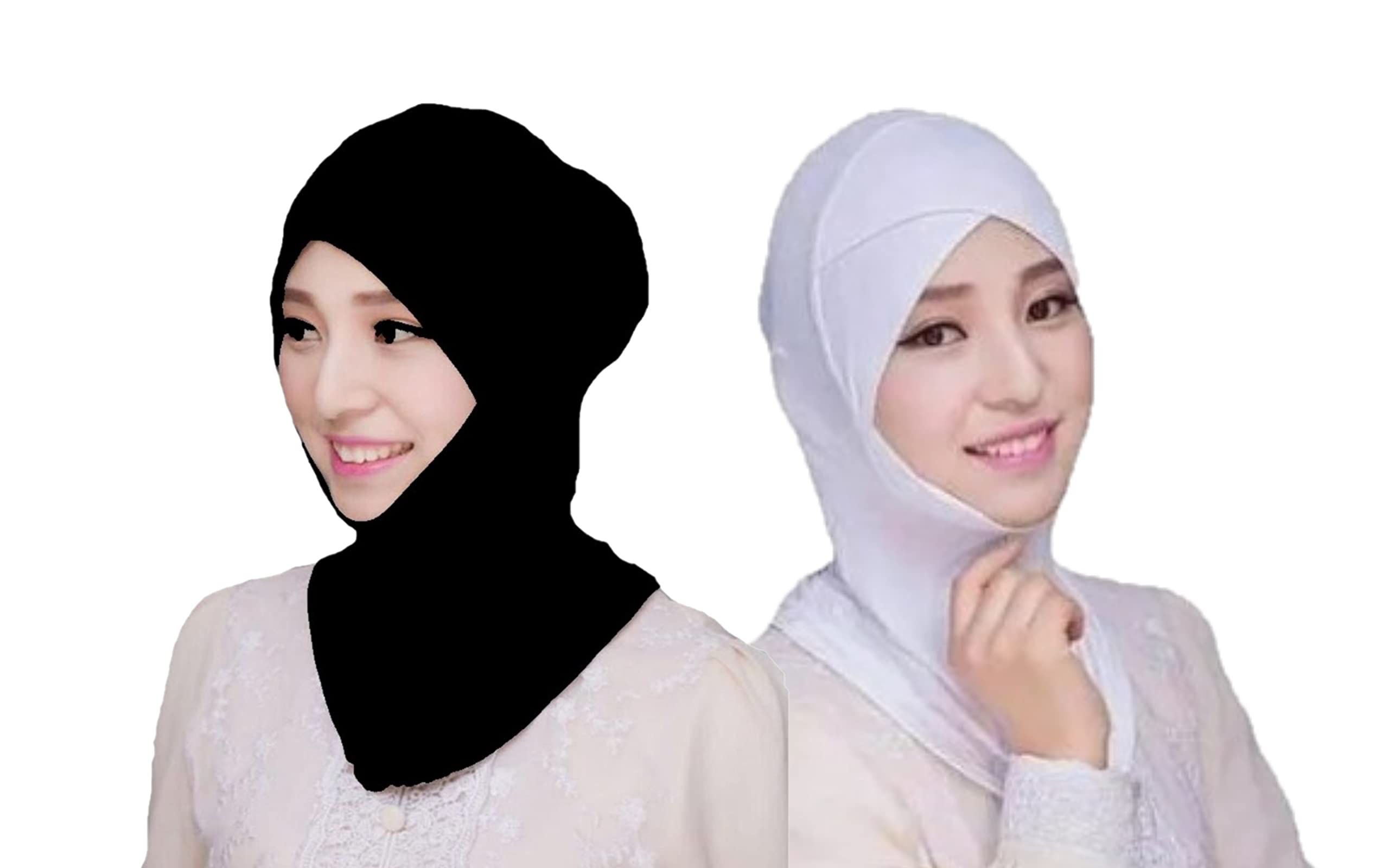 Viscose Hijab World Stretchable Under Hijab Ninja Cap Combo Pack Of 2 (Black & White) For Female-image-48