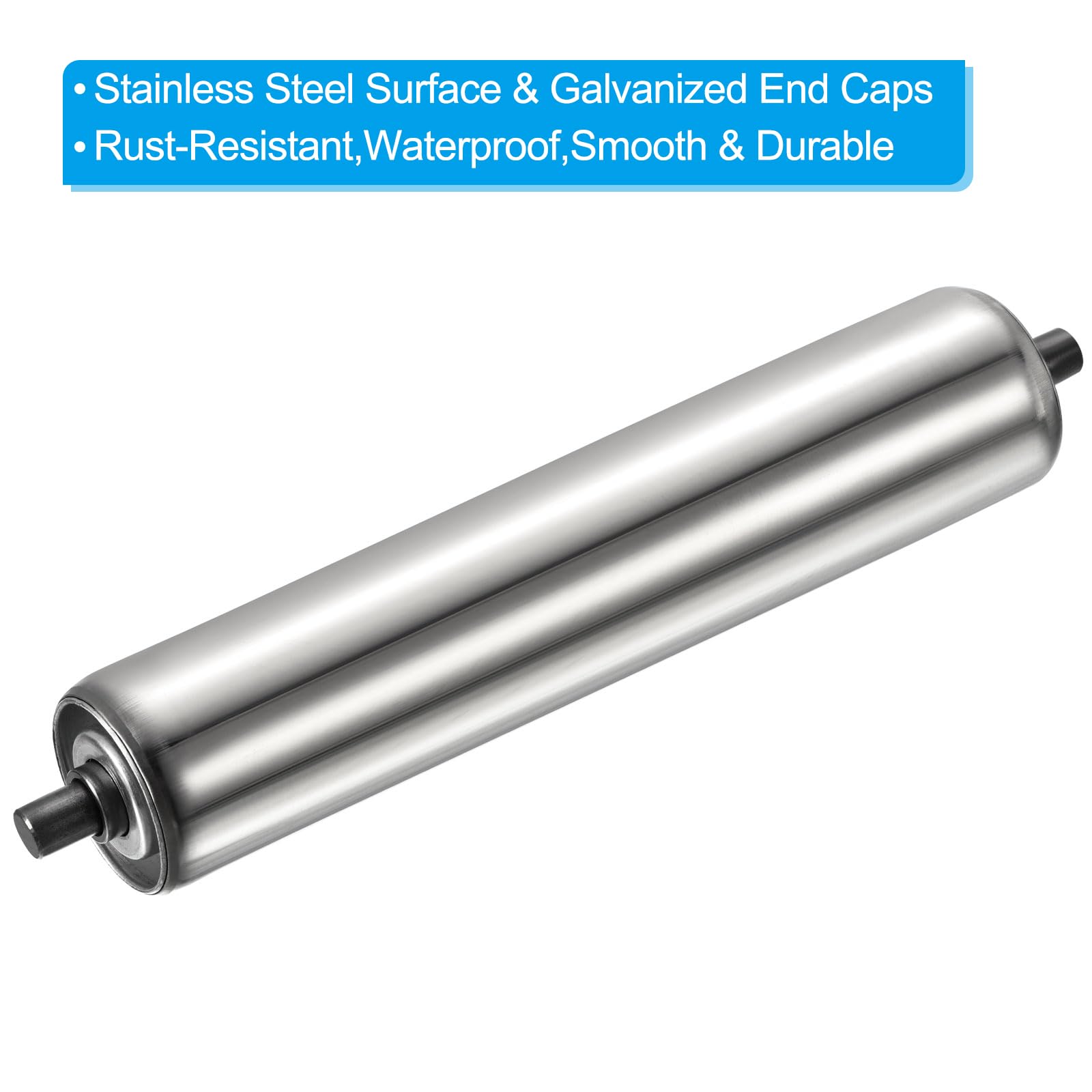 PATIKIL Rodillo Transportador de 3.5" de Diámetro y 16" de Longitud, 1 Paquete de Acero Inoxidable, Pieza de Repuesto de Transmisión Galvanizada, Extremo Plateado