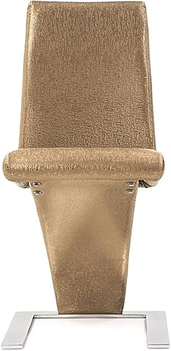 Miniatura 6 de Zuri Muebles Mesa moderna Silla de comedor en cuero sintético dorado champán y acero inoxidable