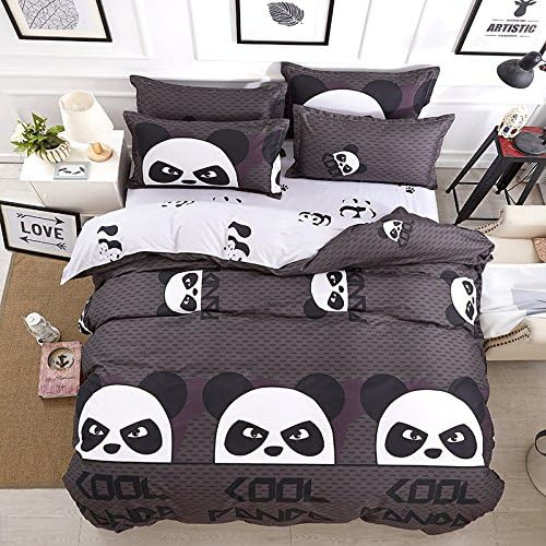 Miniatura 9 de Kimko Juego de ropa de cama de panda infantil 4 piezas de dibujos animados 3D diseño de animales de panda ligero blanco y negro 1 juego de funda de