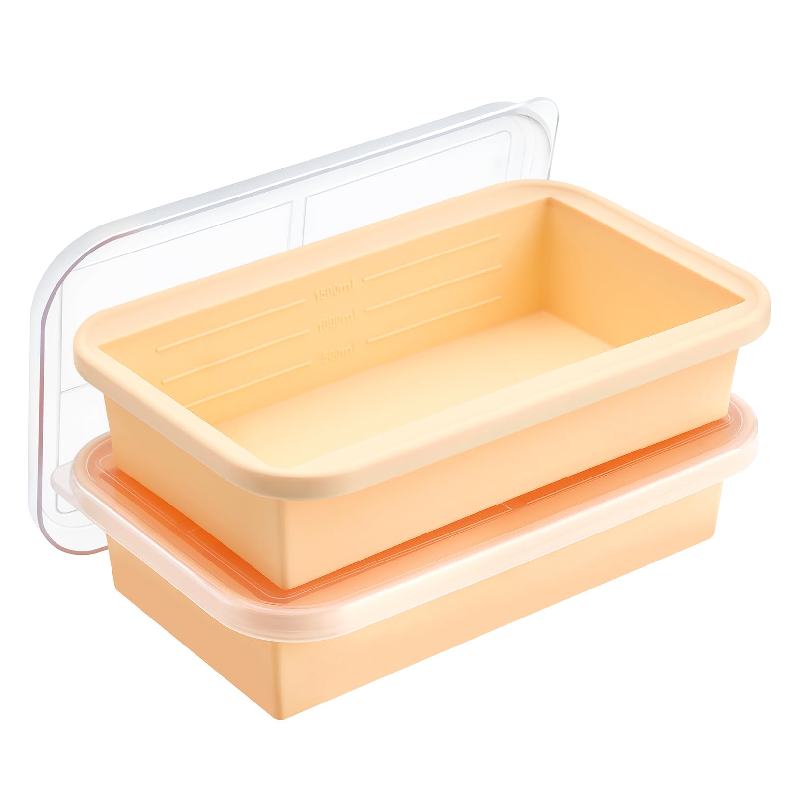 Winrock Super Eiswürfelform für 2 Tassen x 2 Portionen, große Silikon-Gefrierform mit Deckel, für Suppe und Mahlzeiten, Vorbereitung von Speiseresten, Gefrierschrank, 2 Stück