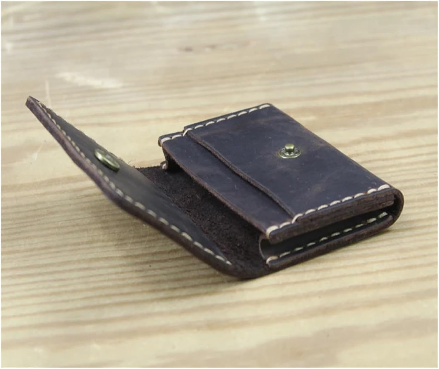 Handmade Genuine Leather Card Wallet Leather Card Holder Men Small Purse Credit ID Card Holder Women Business Card Case MC-412(Black)