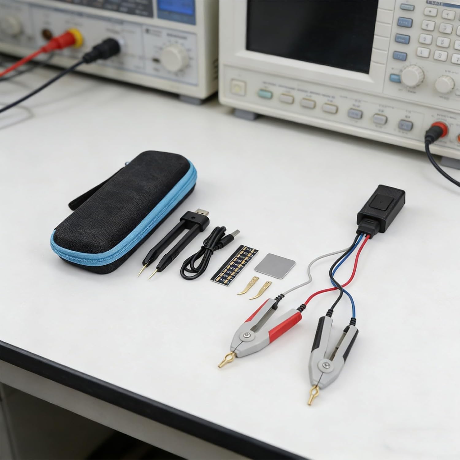 2-in-1 LCR ESR Meter Tweezer, Mini-Smart SMD-Tester with Auto Sort Compare, Resistor, Inductor, Diode, Capacitor Tester, Auto Component Recognition Electronic Component Analyze