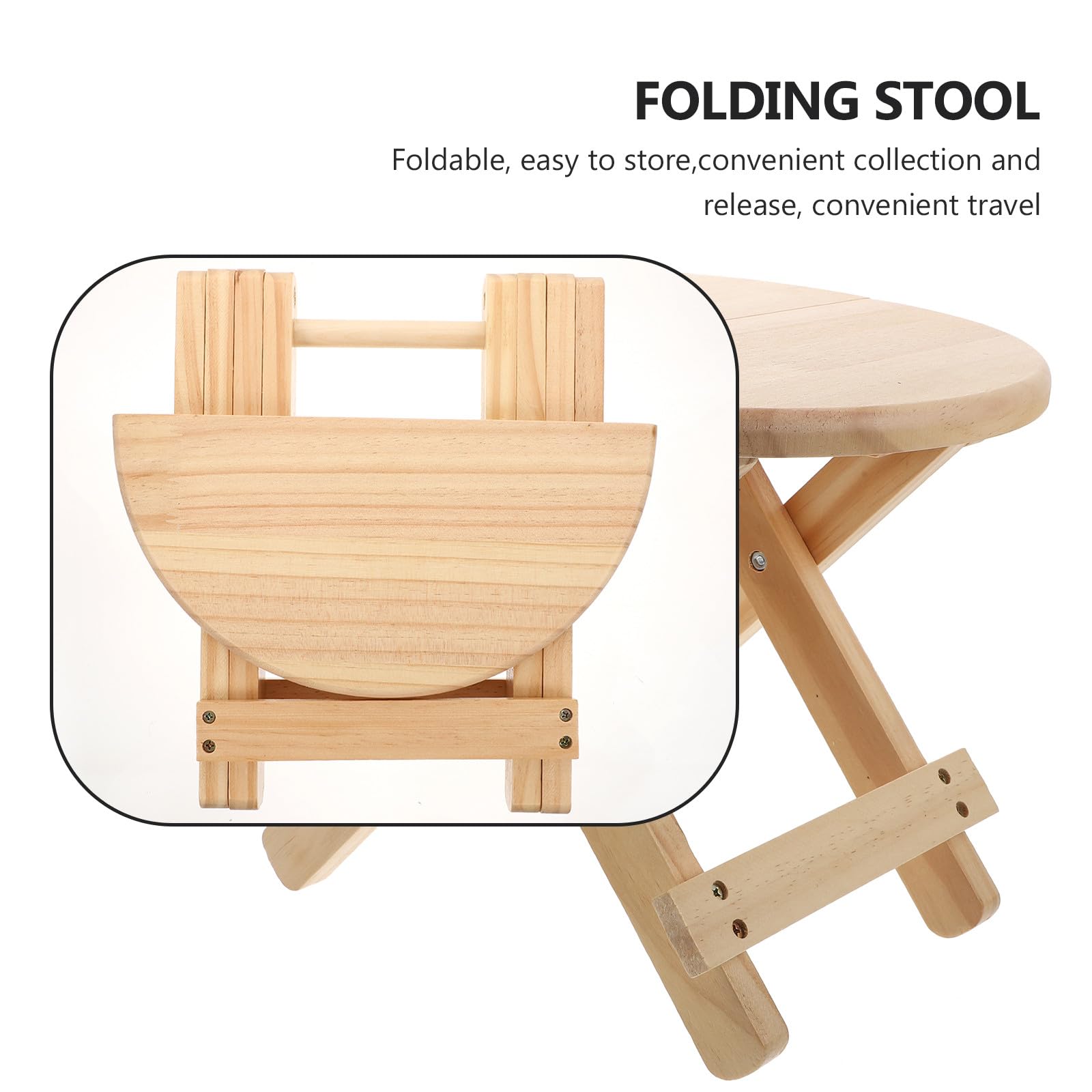 Runder Klapphocker aus Massivem Holz Rutschfester Sitzhocker für Zuhause Stabil und Multifunktional für Haushalt und Wohnzimmer