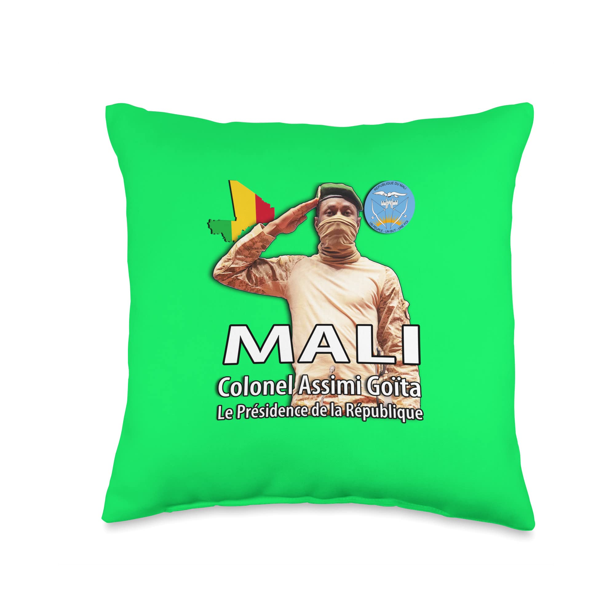 Mali-President-Assimi Goita Throw Pillow, 16x16, Multicolor