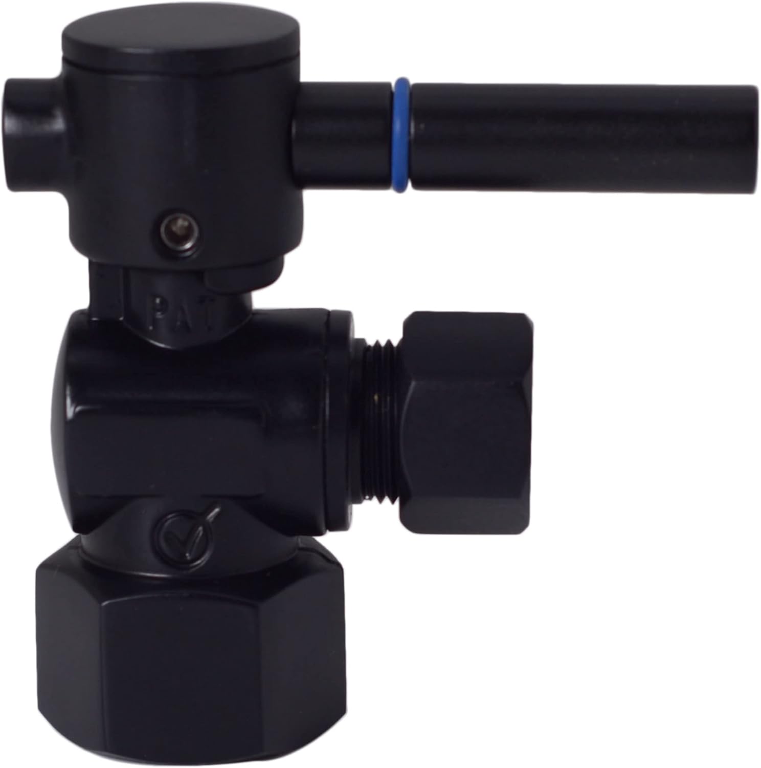Westbrass R103BL-2-62 1/4-Turn Lever Handle Angle Stop Shut Off Valve, 1/2" IPS x 3/8" OD, Matte Black (2-Pack)