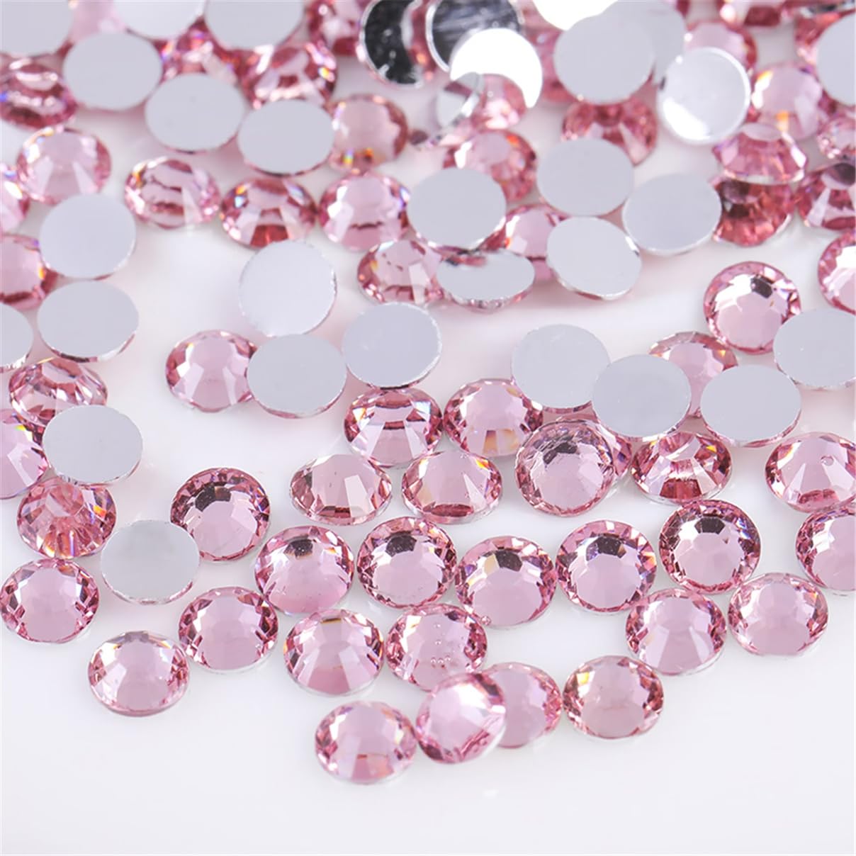 3000 Pieces SS6 2mm Flatback Rhinestones Clear Glass Round Gems Crystals for Nail Art DIY Crafts Clothes Shoes Bags Light Pink SS6/2mm Light Pink