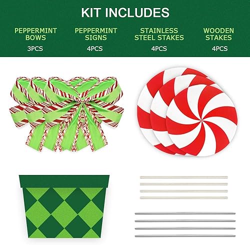 Miniatura 3 de Candy Christmas Decorations Outdoor - 44In Peppermint Xmas Yard Stakes - Giant Holiday Decor Signs for Home Lawn Pathway Walkway Candyland Themed