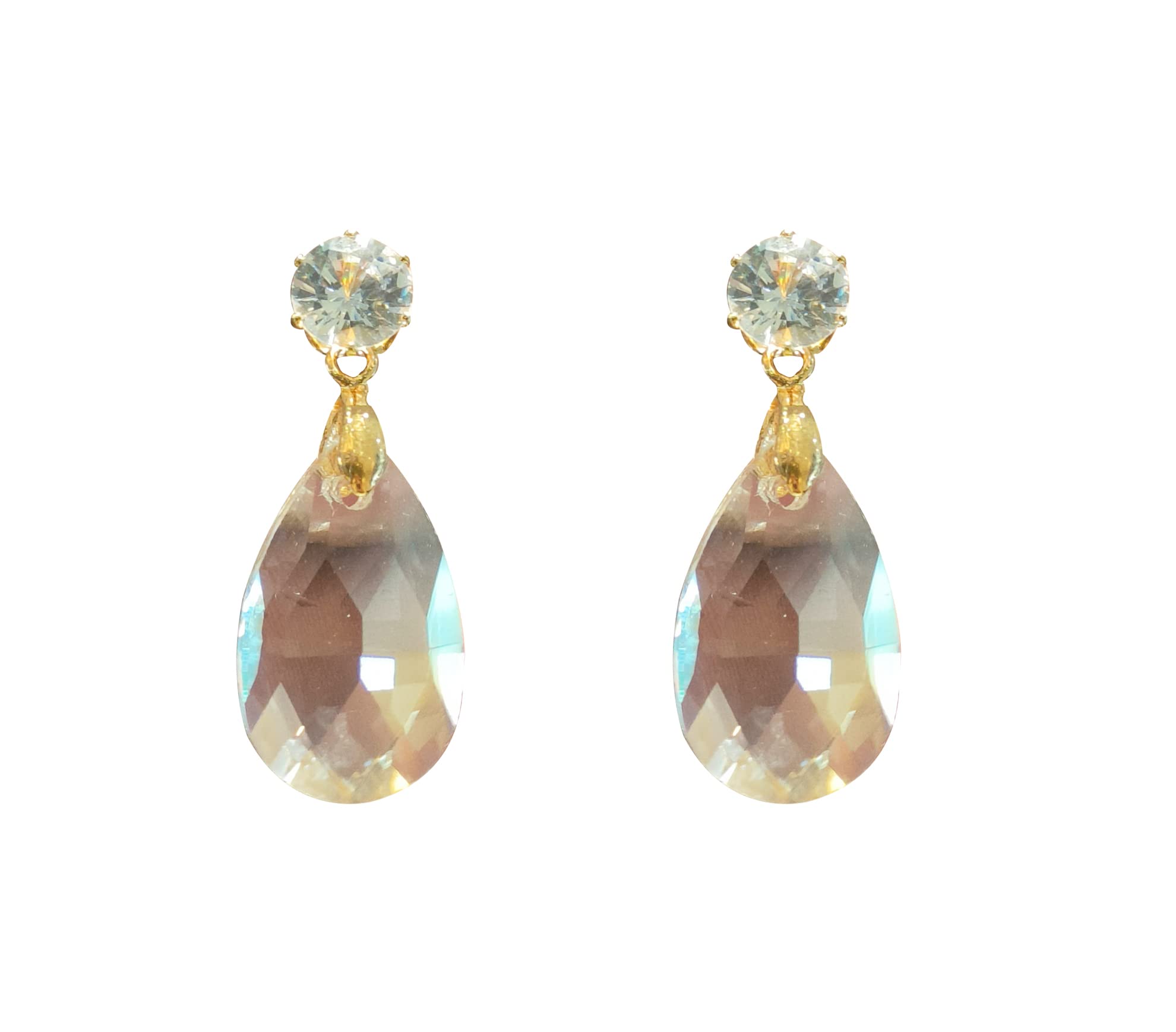 La Belleza Solitaire Stone with Crystal Drop Dangler | Hanging Stud Earrings for Girls and Women Best Rakhi Gift For Jewellery (White Crystal Drop Dangler) (B0BXX56ZP2) Amazon Price History, Amazon Price Tracker