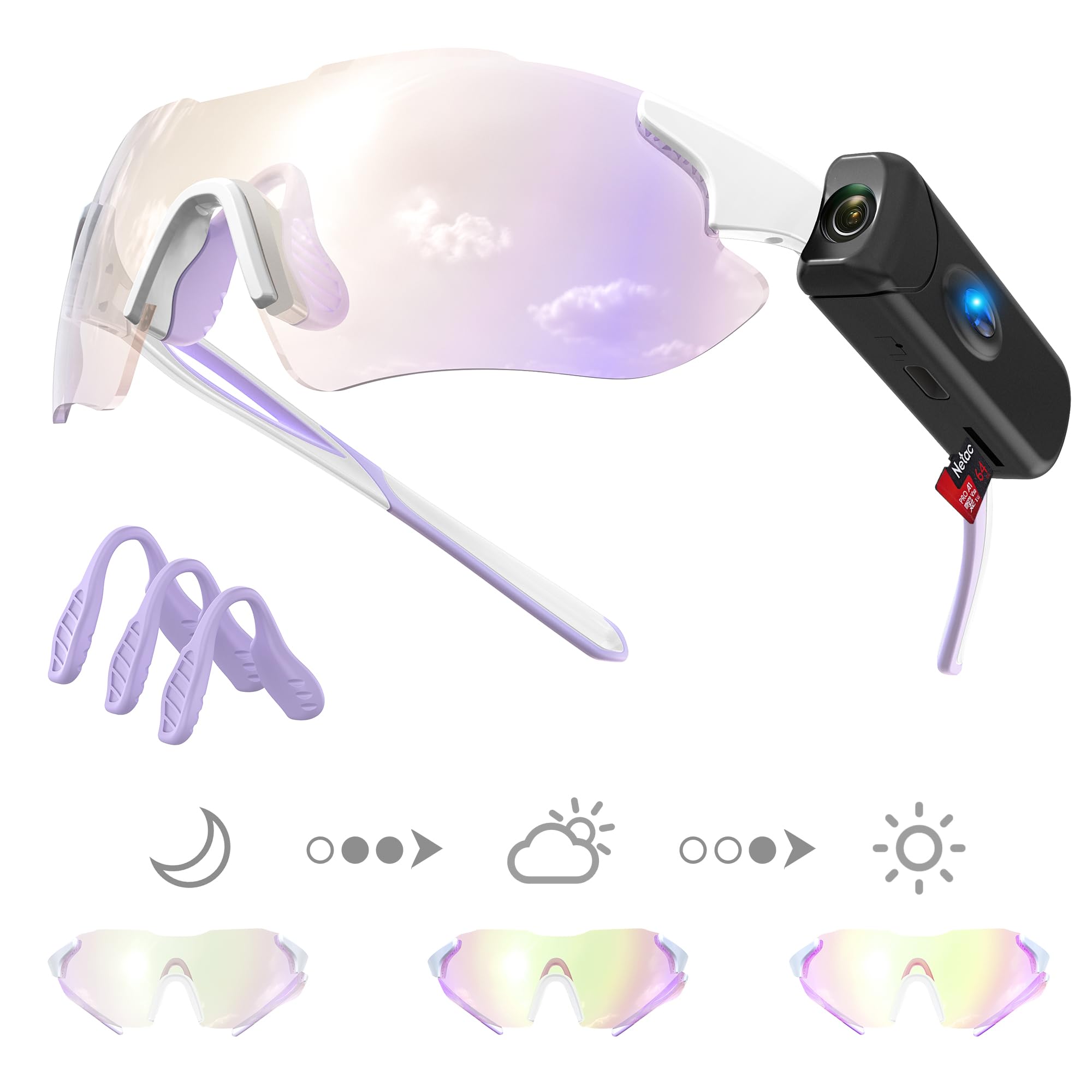 Irondance Camera Glasses with HD 1080P, Photochromic Cycling Sunglasses UV Protection for Women Recording Glasses, Outdoor Safety Glasses for MTB Baseball Motorcycle Riding Hiking