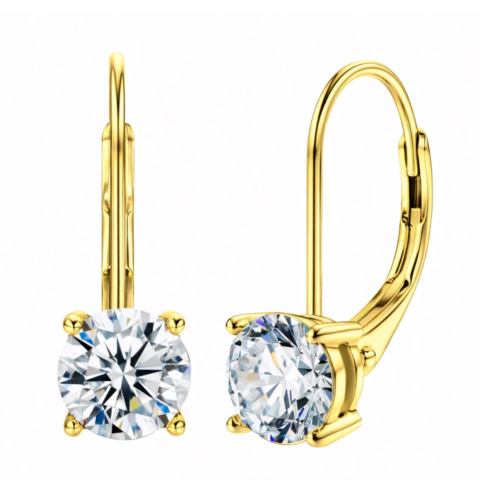 925 Sterling Silver Moissanite Dangle Hoop Earrings, 18K Gold Plated Dainty 1 Carat D Color VVS Clarity Lab-Grown Hoop Drop Earrings for Women