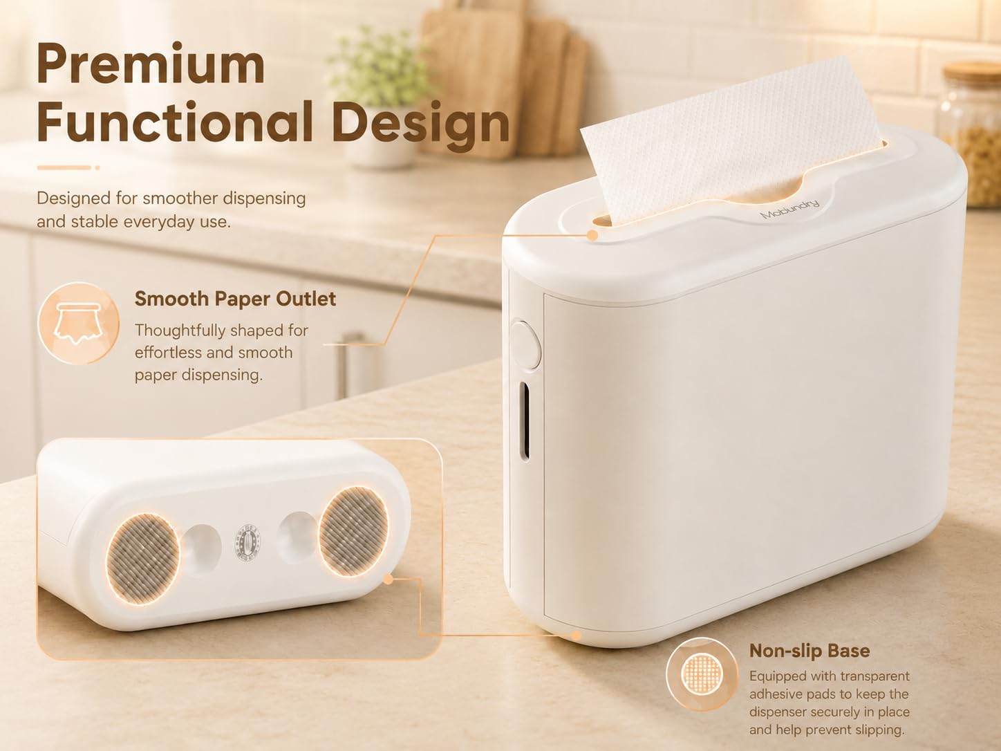 Countertop Multifold Paper Towel Dispenser, White | Dual-spring ABS dispenser for bathrooms, kitchens, offices and commercial spaces; fits C-fold, Z-fold and multifold towels.