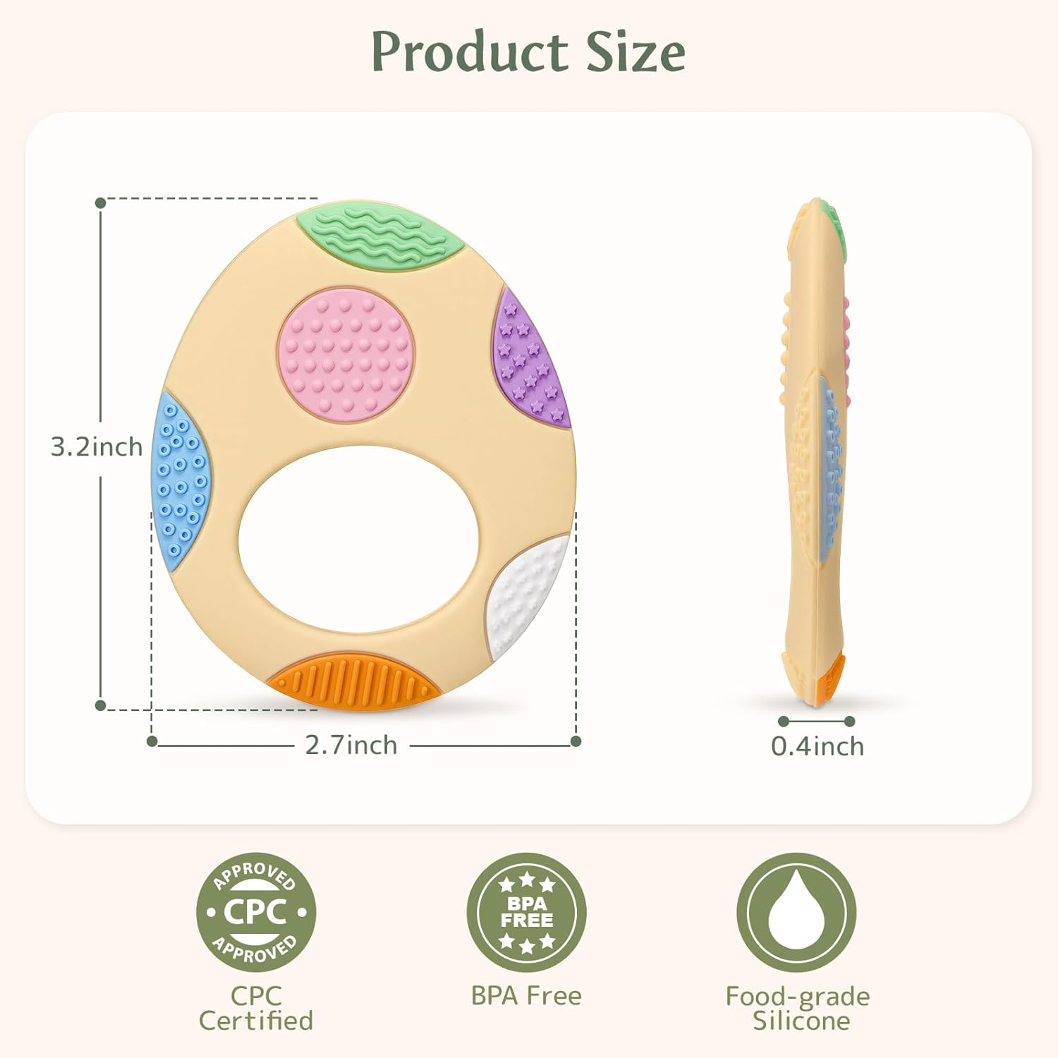 Meowpoo Easter Egg Silicone Teething Toys for Babies, 2-Pack - Colorful, Sensory Development Baby Chew Toys, Ideal for Toddler's First Easter Basket Stuffers