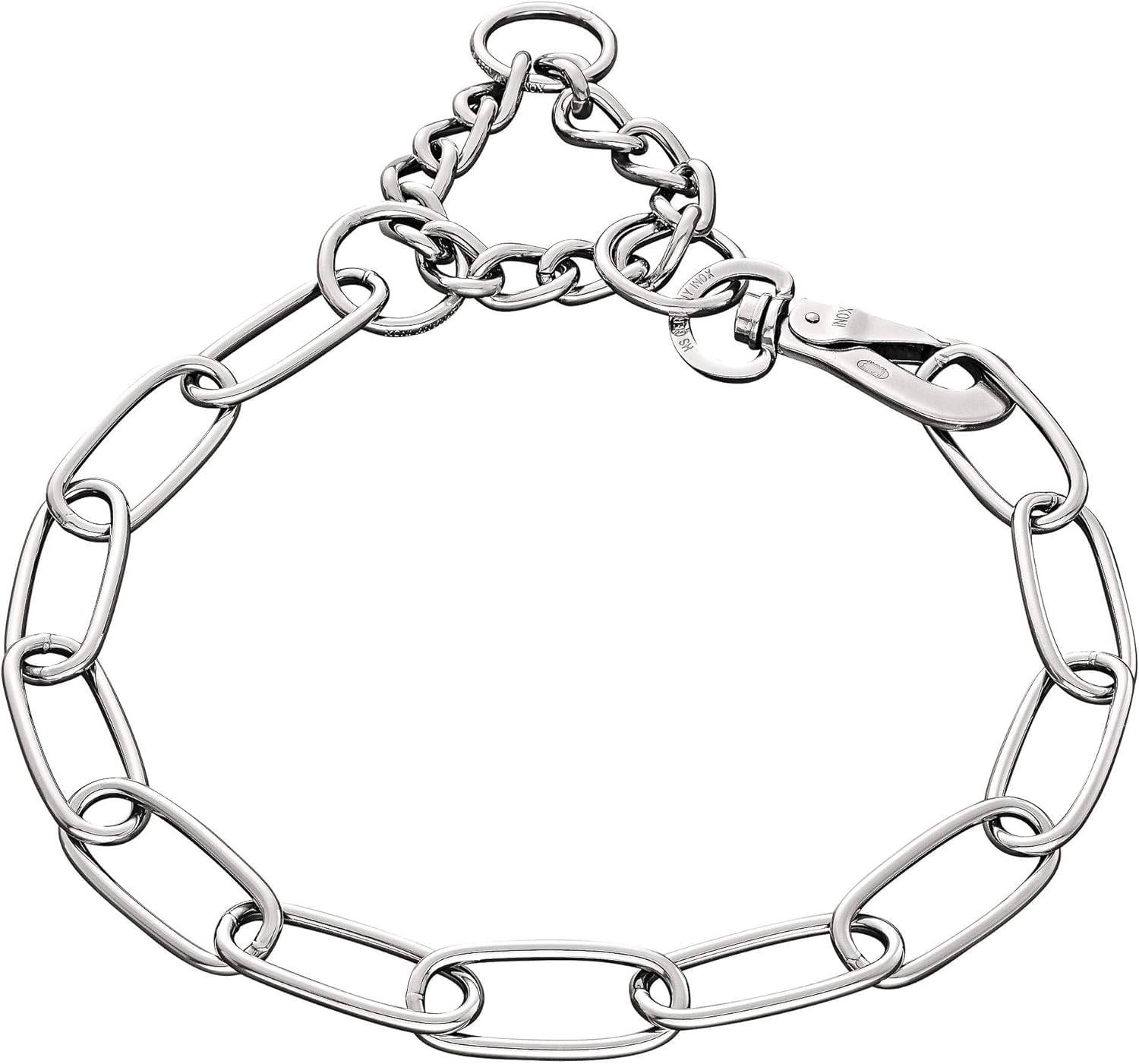 Sprenger Kettenhalsband für Hunde aus Edelstahl mit Haken und Zugbegrenzung I Hundehalsband m mit extra Langen Kettenglieder 4mm, fellschonend, 75 cm