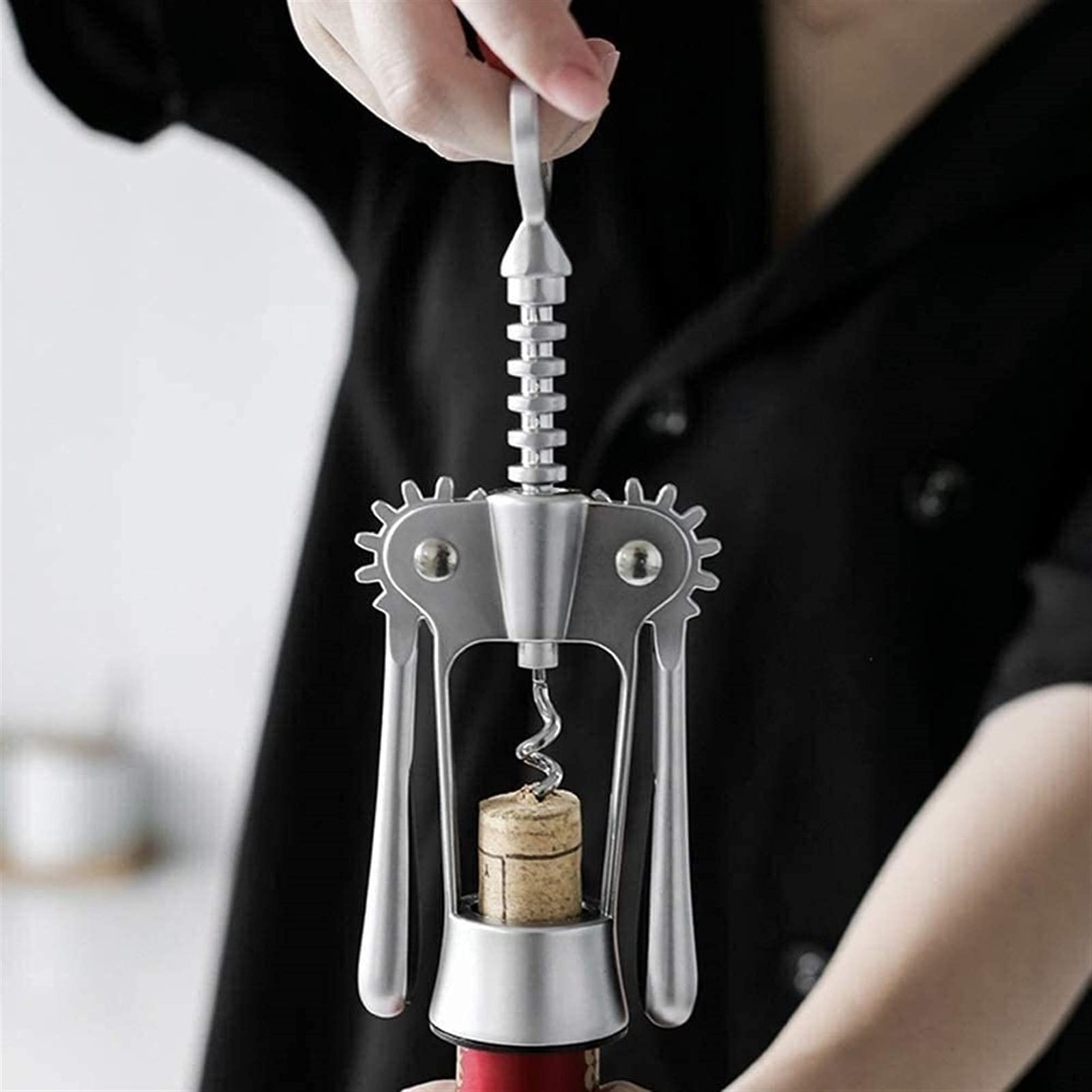 Décapsuleur De Vin Multifonctionnel, Décapsuleur Vertical Ergonomique En Alliage De Zinc Pour La Maison De Fête De Serveur, Ouvrez Une Bouteille En Quelques Secondes Avec Le Liège Amovible