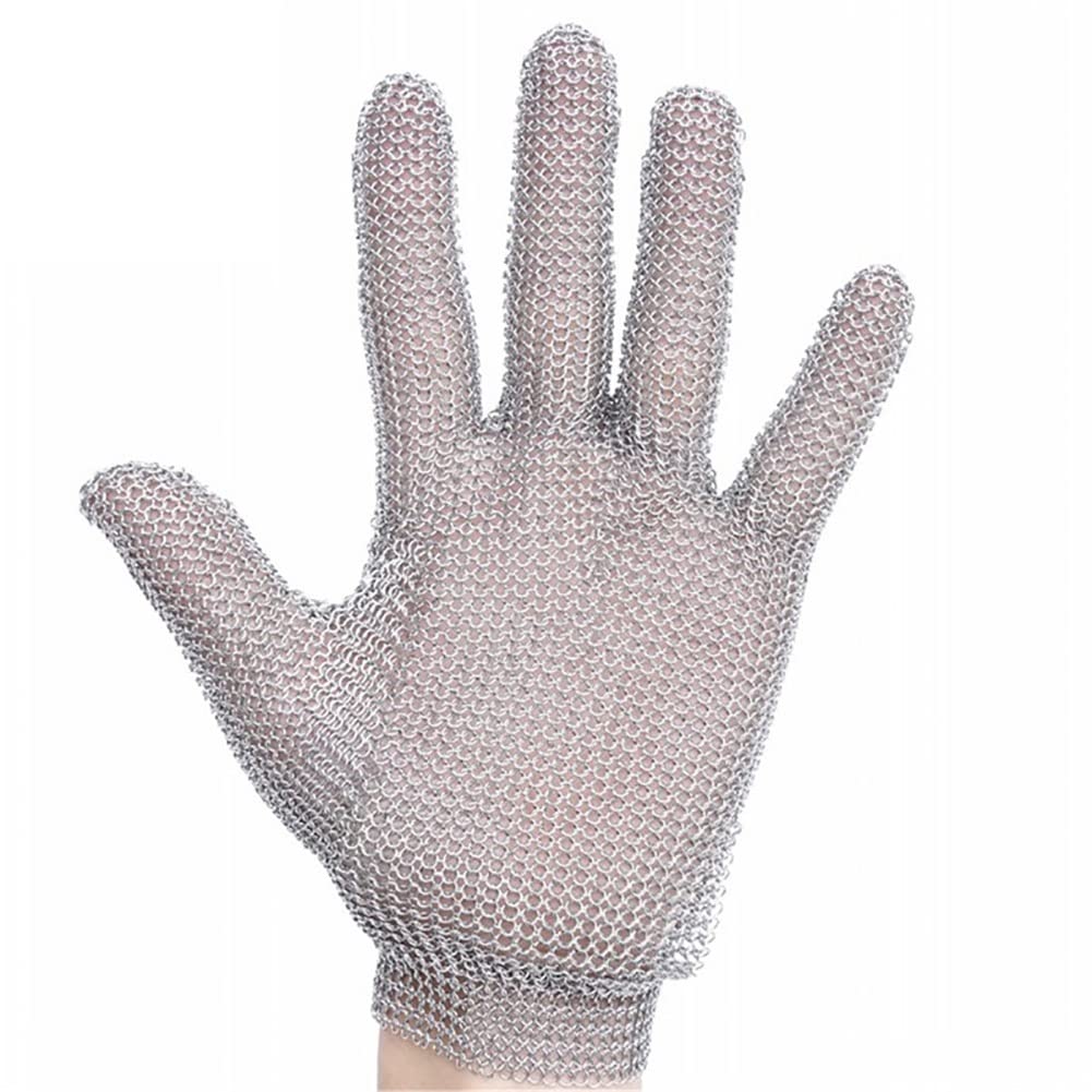 Gants Résistants Aux Coupures Gants résistants à la Taille de Maille en Acier Inoxydable métallique, Gants de Travail de sécurité de la Viande de Boucher de Chef Boucherie (6 Tailles)