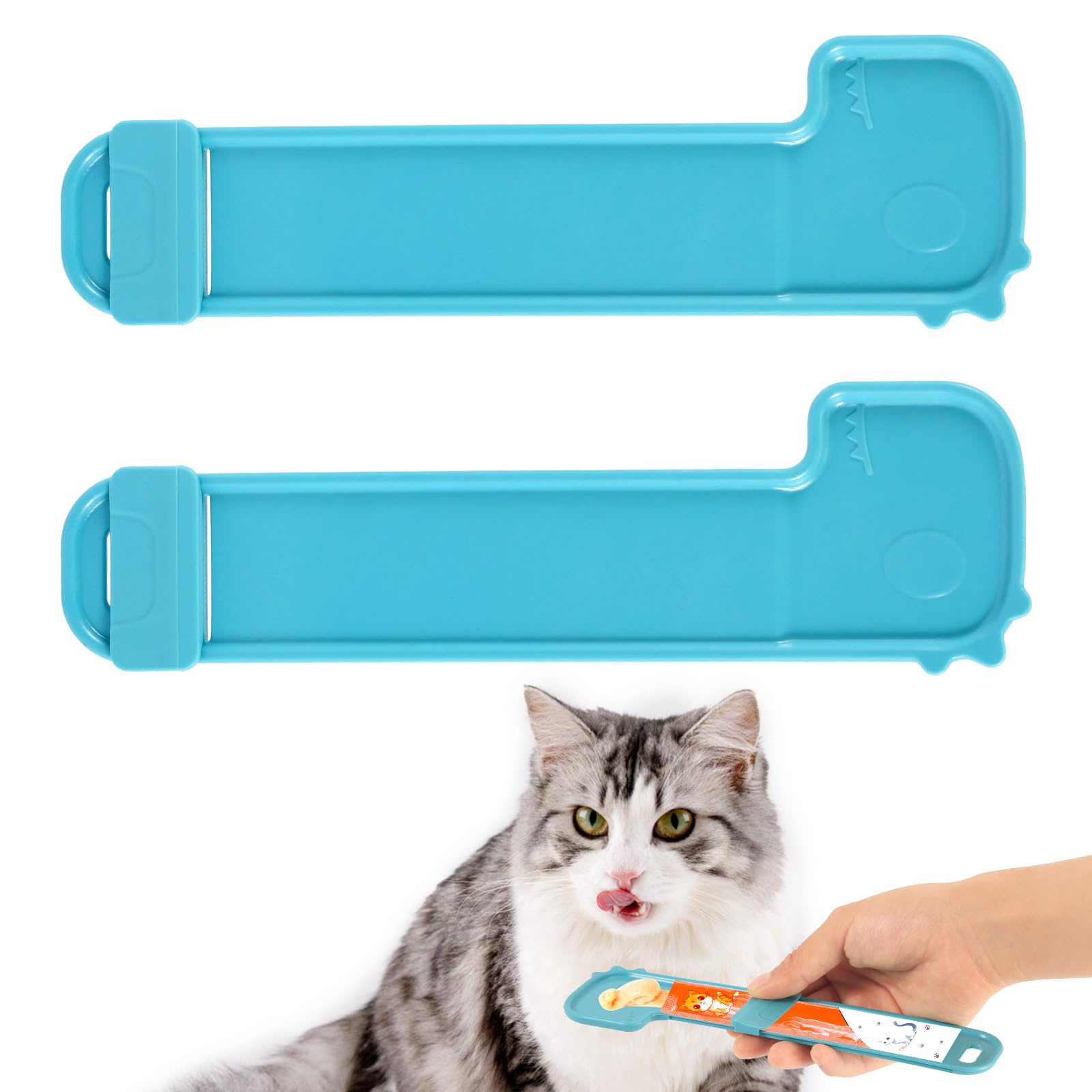 4x Katzen-Futterlöffel – Bunt, 26,5 Cm, Für Flüssigsnacks & Pürees, Aus ABS (blau, Grün, Rosa, Lila)