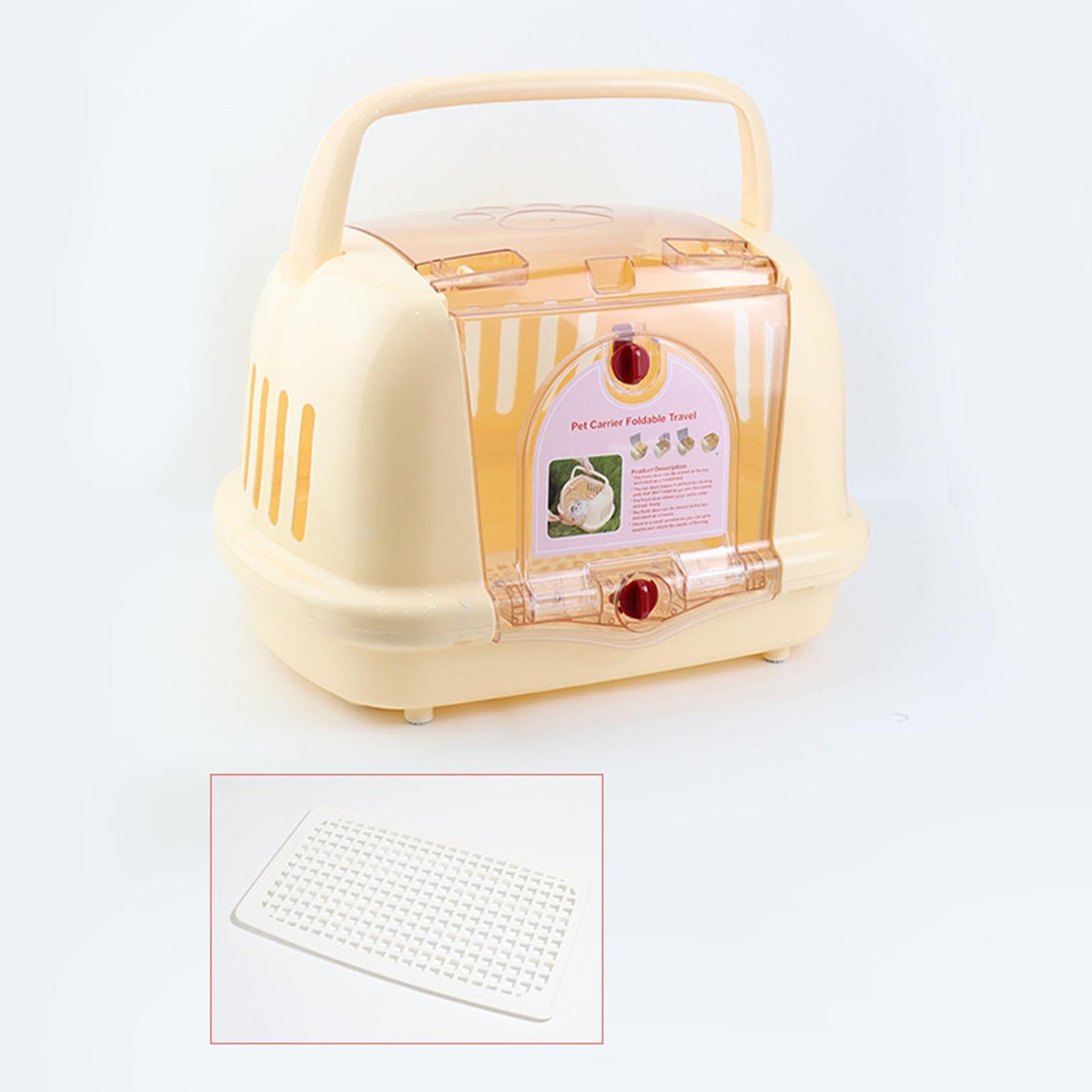 Transportbox Katze Hund Haustier Transportbehälter Katzenbox Hundebox Aus Pflegeleichtem PP Material mit Sicherer Tür Und Tragegriff Lüftungsschlitze, Beige