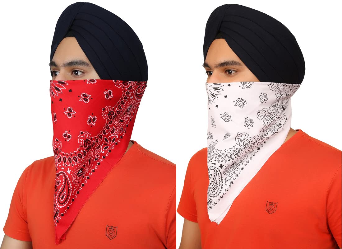 bismaadh Cotton Novelty Double Sided Print Paisley Cowboy Bandana Scarf Headband Handkerchiefs Pack of 2-picture-43