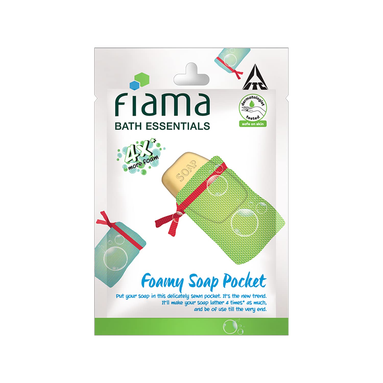 Fiama Bath Essentials Foamy Soap Pocket, Dermatologist Tested, Safe on Skin, 1 Piece, Bath Accessories