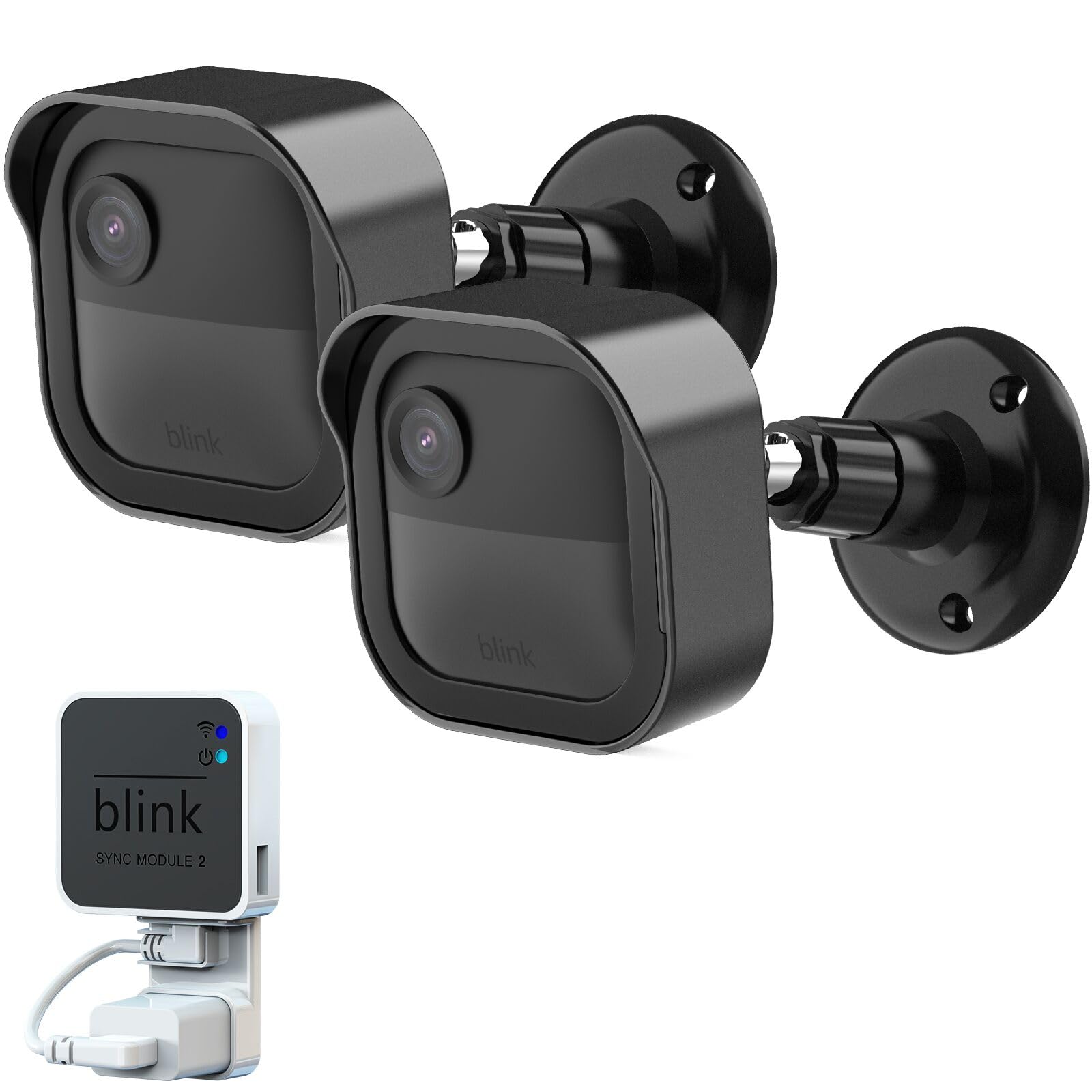 Blink Outdoor 4th Gen Camera Mount, 2Pack Weatherproof Housing and 360 Degrees Adjustable Bracket with Sync Module Mount for Blink Outdoor Camera System (Black, Cameras not Included)