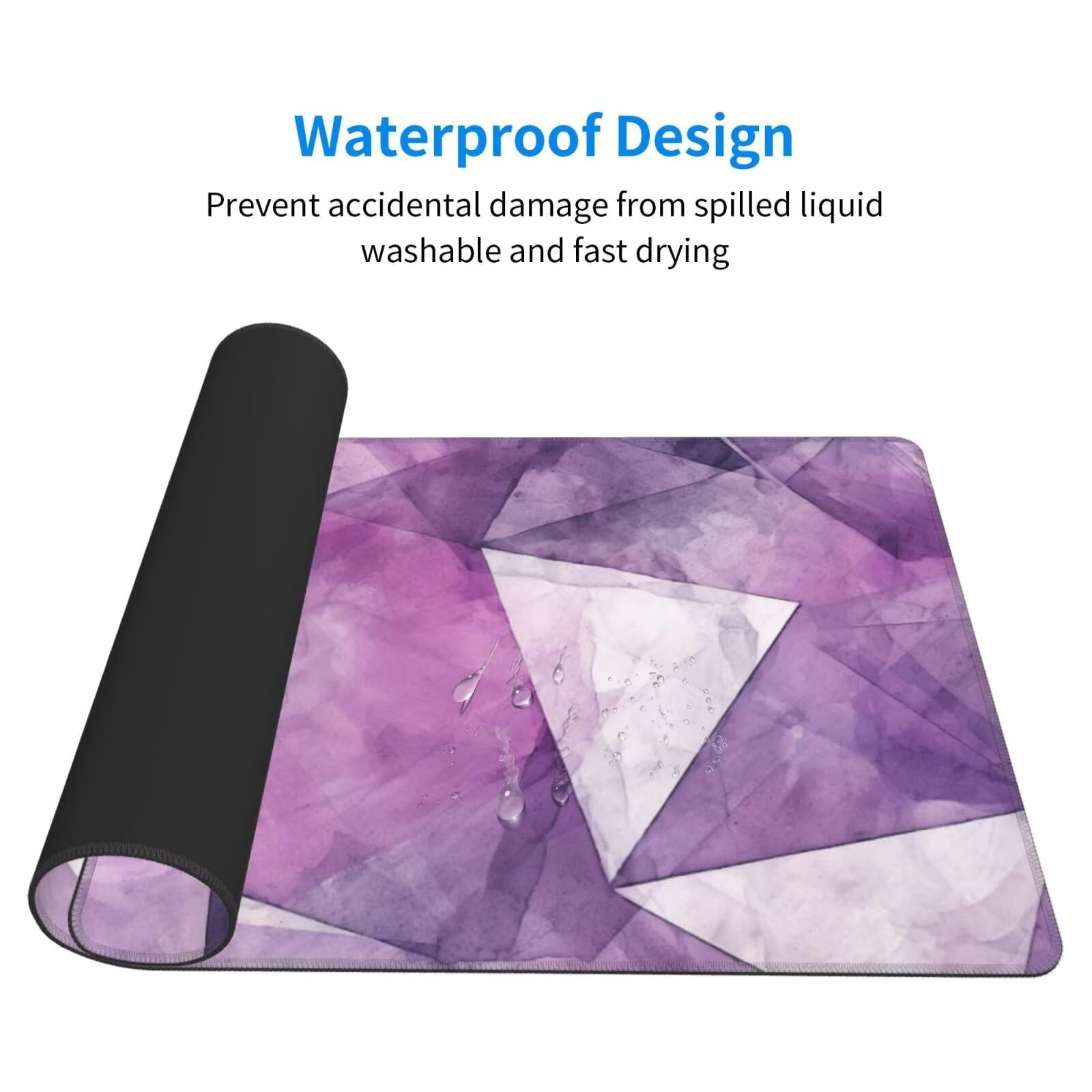 Alfombrilla de Ratón Gaming Grande XXL 1200x600x4mm con Bordes Cosidos Tela Micro Tejido, Base de Goma Antideslizante y Mouse Pad, para Teclado Jugadores Escritorio, PC, Oficina Geometría Morada Y6679