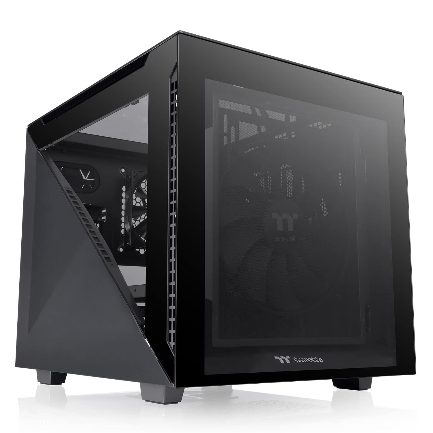 Thermaltake CA-1V1-00S1WN-00, Divider 200 TG Black/Micro ATX Case/PC-Case/Tempered Glass/Black