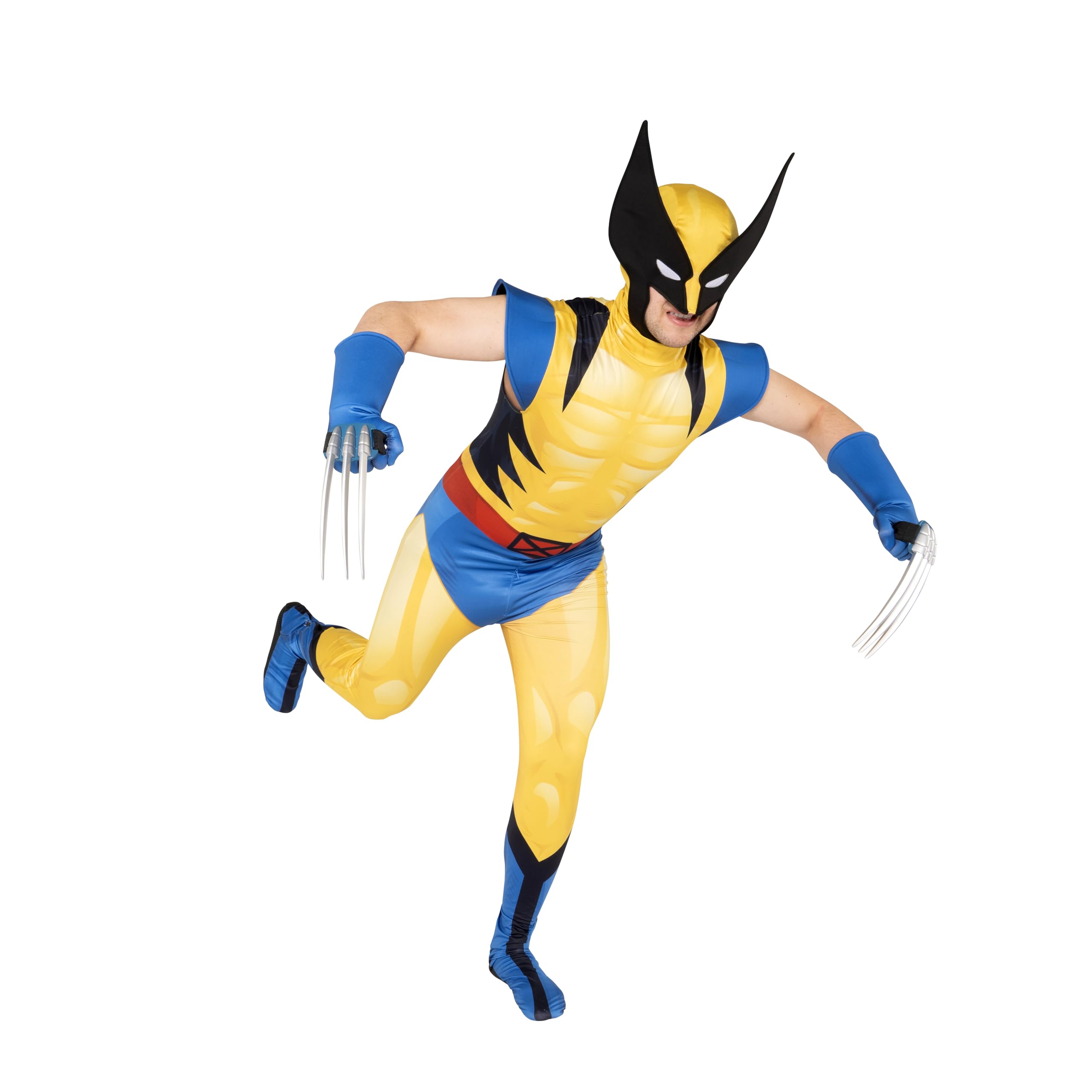 MARVEL Wolverine Official Adult Deluxe Zentai Halloween Costume-Deluxe Two-Way Stretch Spandex Suit with Gloves and Claws