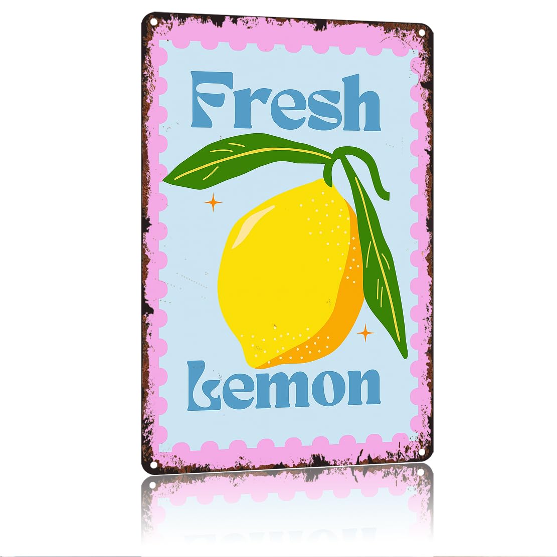 peiyeety Fresh Lemon Stamp Print Funny 8x12 Inch Aluminum Vintage Metal Tin Signs-For Living Room Kitchen Bedroom Patio Porch Men'S Nest Wall Decor