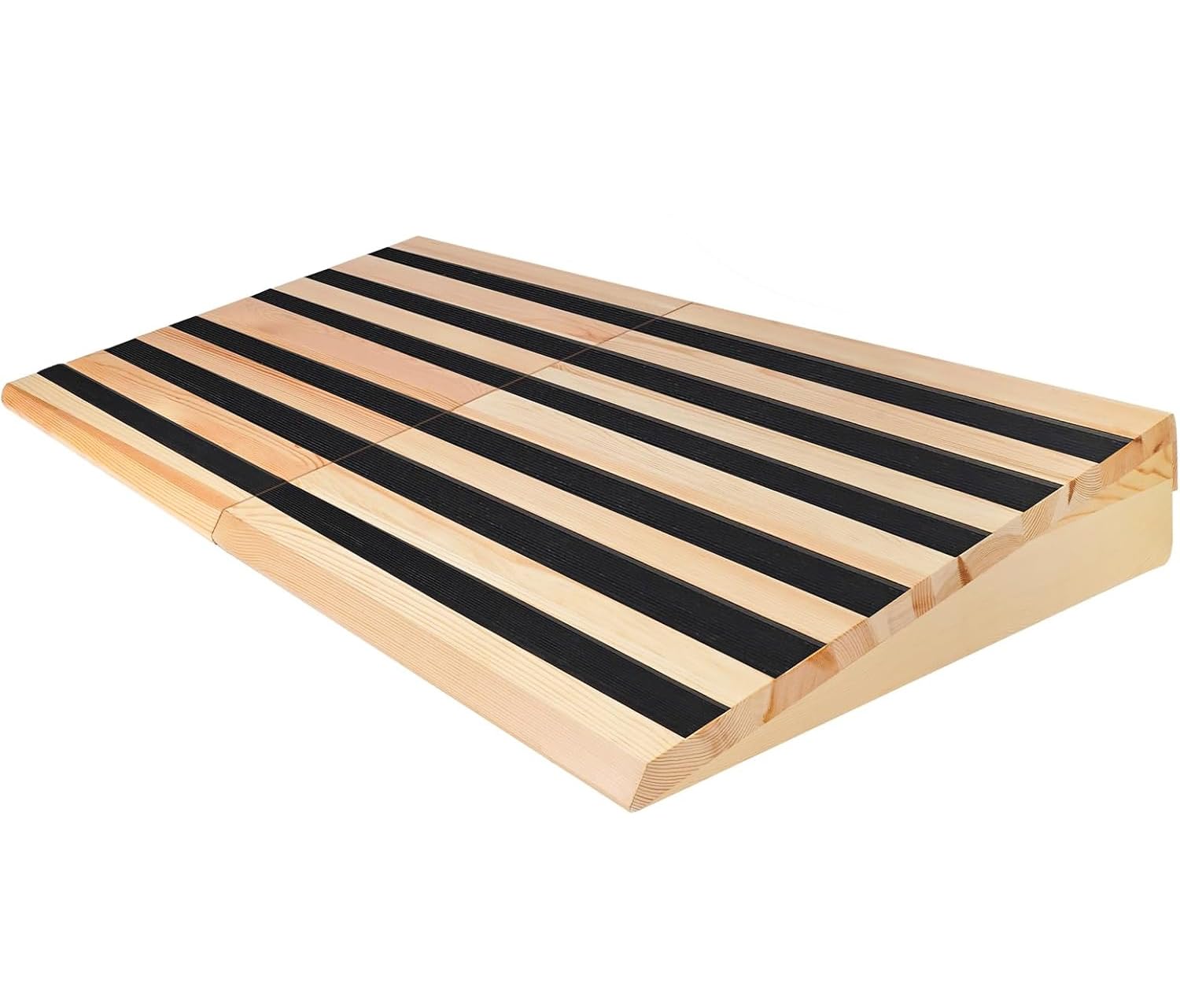 8" Rise Wooden Threshold Ramp for Home Steps, Door Ramp for Wheelchair/Walker/Cart/Scooter, Multipurpose Door Ramp with Non-Slip Stripes(35.4" W*8.0"