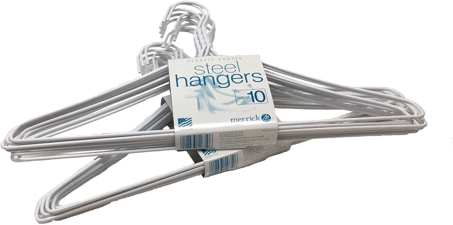 20 PC Vinyl Coated Heavy Duty Wire Cloth Hanger Plastic Coated Steel Coat Hanger Hook - White Color 16" (40.5Cm) Wide