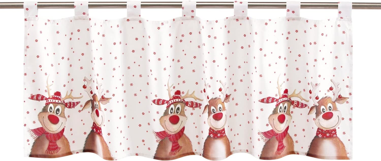 Delindo Lifestyle® Visillo de renos, 45 x 120 cm, moderna cortina para Navidad