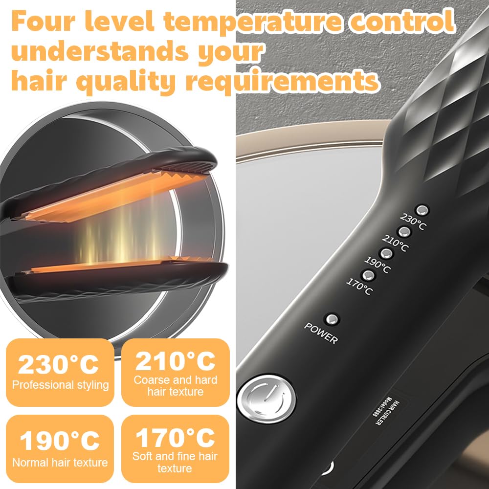 KQWVZKreppeisen Für Die Haare, 35W PTC-Keramik Kreppeisen Mit 4 Temperaturstufen Für Voluminisierendes Haar, Schnelle Erwärmung, Wellenstab, Volumen-Mais-Styling-Werkzeug