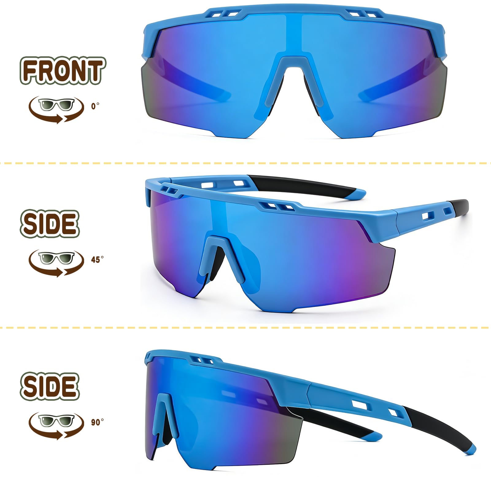 Sonnenbrille Kinder Fahrradbrille Jungen Mädchen - TR90 Flexiblem Rahmen Schnelle Brille Verspiegelt Jugendliche Sportbrille für UV Schutz
