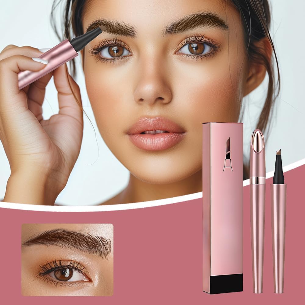 Magischer Augenbrauenstift – 2024 neuer wasserdichter 3D-Microblading-Augenbrauenstift-Konturstift – natürlicher, langlebiger Microblading-Augenbrauenstift mit 4 Spitzen (4 PCS)