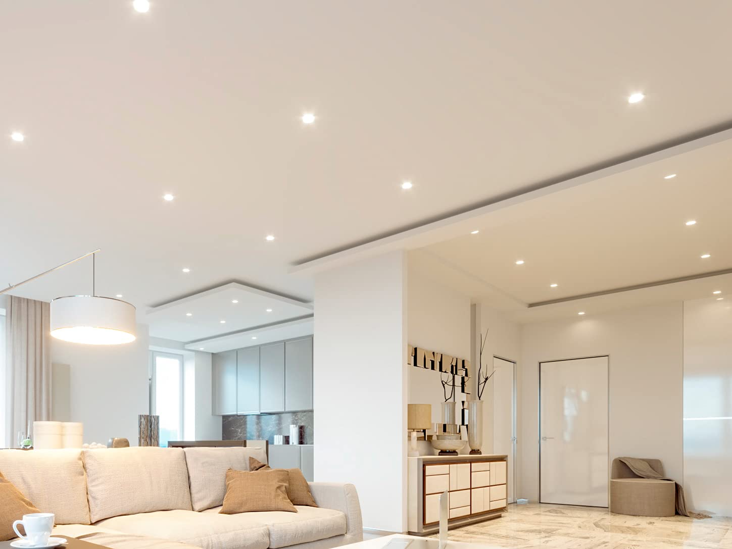 Voxura Abstandshalter LED-Einbaustrahler Halogen 60-90mm Einbauhöhe 75mm Hitzeschutz Hohldecke Spots mit 3 Standbeinen Universal Grau 10 Stück