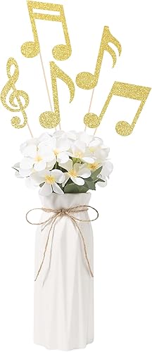 10 piezas de centros de mesa de notas musicales, decoraciones de fiesta doradas, notas musicales